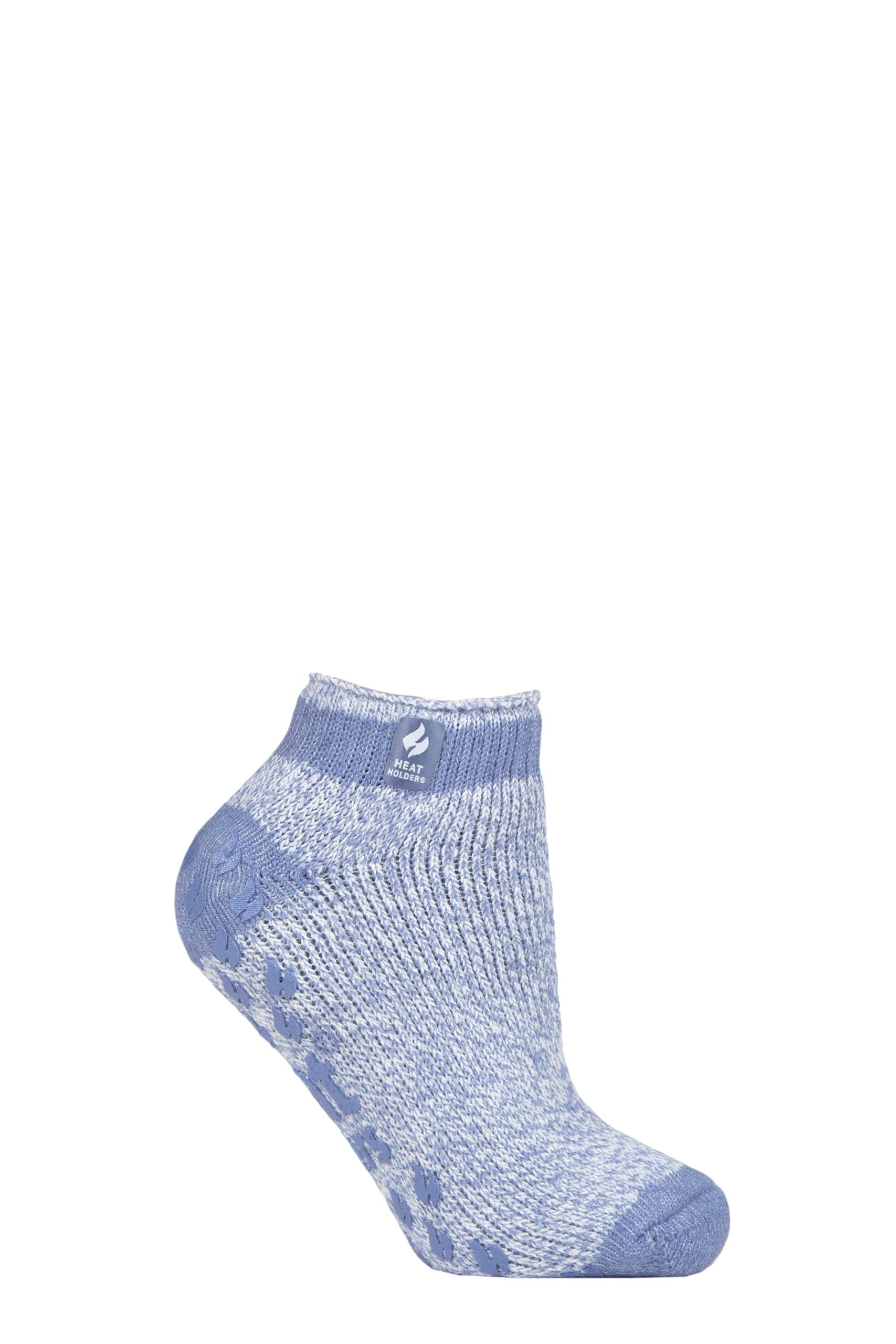 HEAT HOLDERS SOCKSHOP Ladies 2.3 TOG Patterned and Striped Ankle Slipper Socks Pack of 1 (4-8, Pisa Denim, numeric_4)