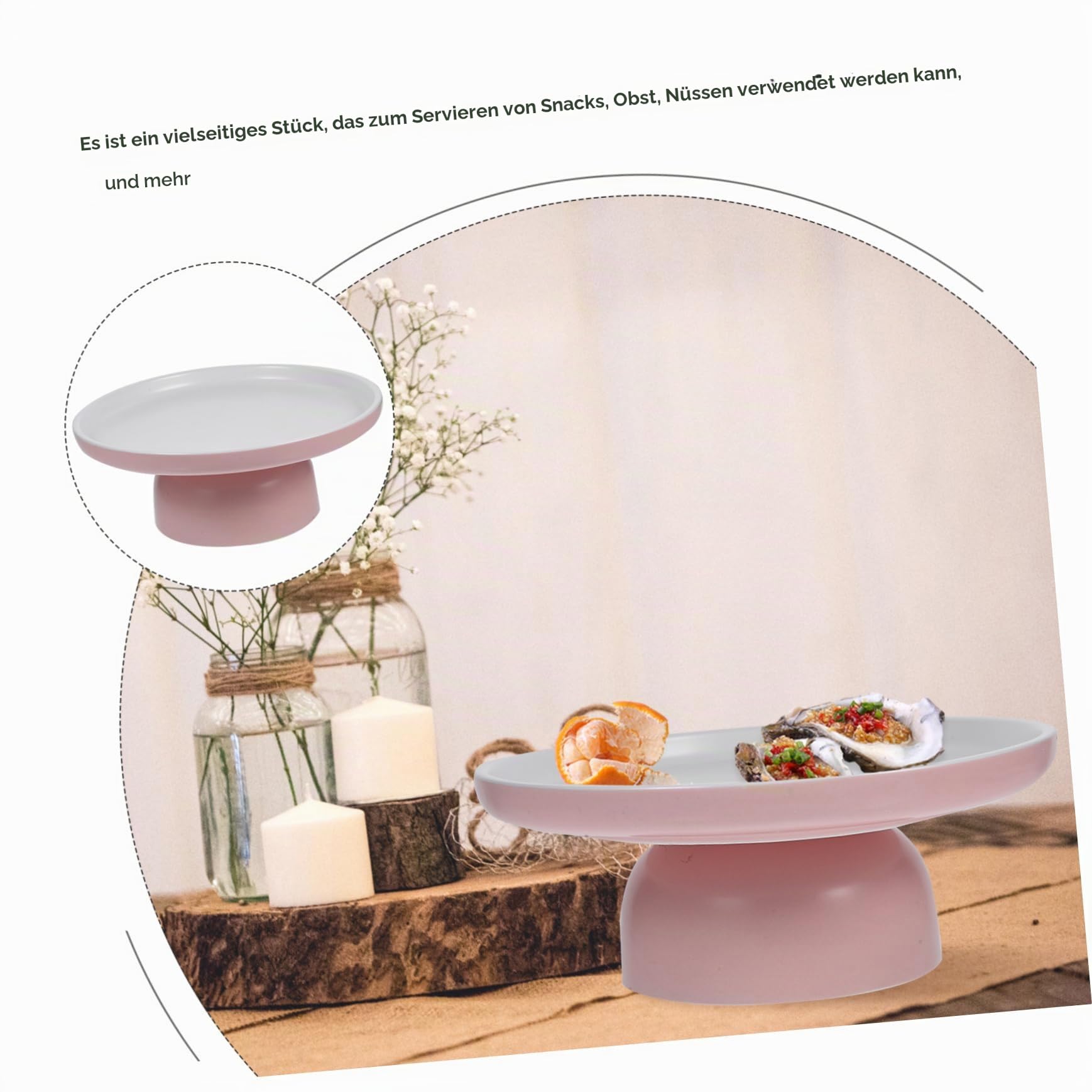 Tortenplatte Porzellan mit Fuß Stabile Breite Basis Glatte Oberfläche Eleganter Servierteller für Kuchen Obst Dessert und Tischdeko
