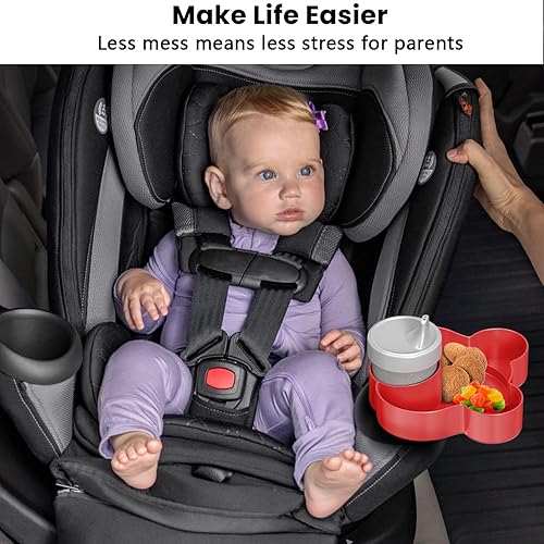 Miniatura 6 de Bandeja para asiento de automóvil  Convierte el portavasos en una bandeja para aperitivos, juguetes, bandeja giratoria de 360 para asiento de