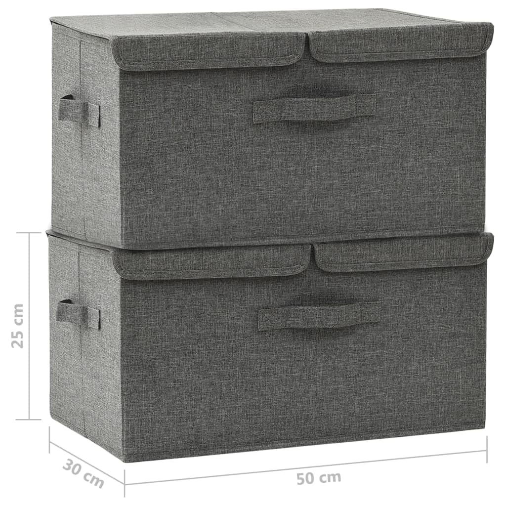 Cesto Portaoggetti in Tessuto Oxford con Coperchio, Contenitore Pieghevole a Doppio Scomparto con Manici, Grande Organizer Pieghevole per Camera da Letto, Soggiorno e Armadio (2 PCS)