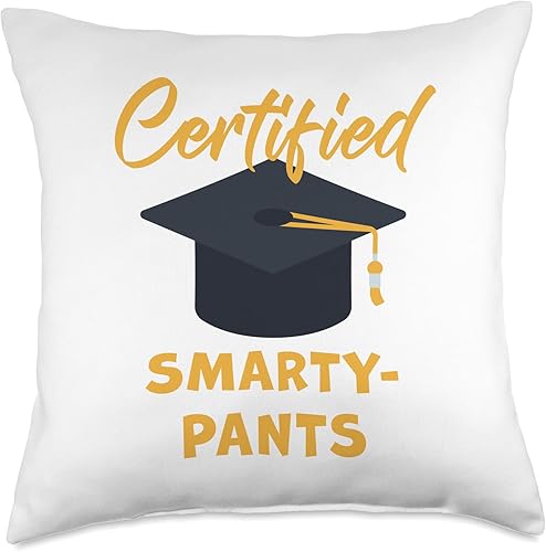 Funny Graduation & Class Humor Certified Smarty-Pants  Student Teacher School Graduation Throw Pillow, 18x18, Multicolor
