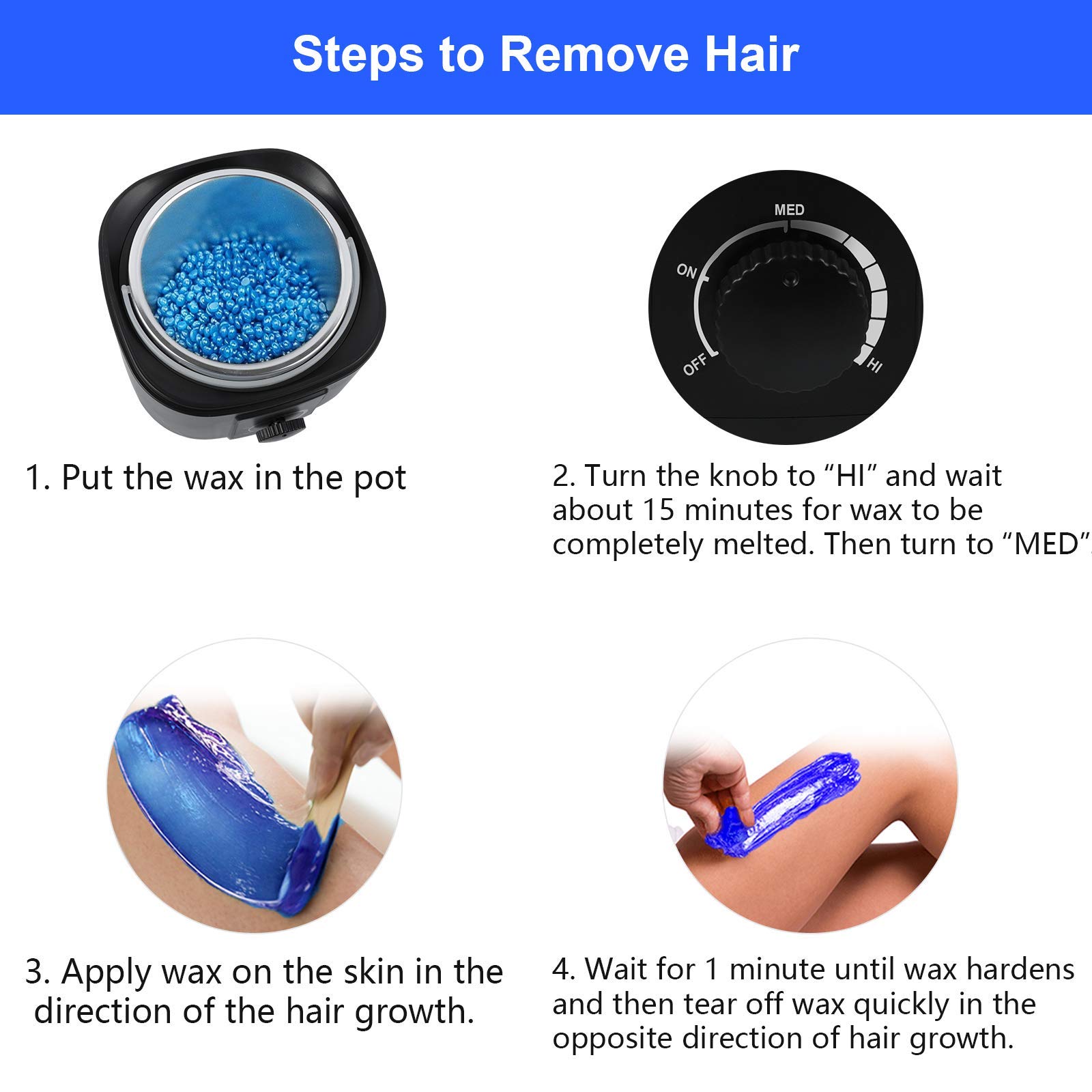 Wax Warmer for Hair Removal, Wax Melt Warmer with Wax Pot for Full Body