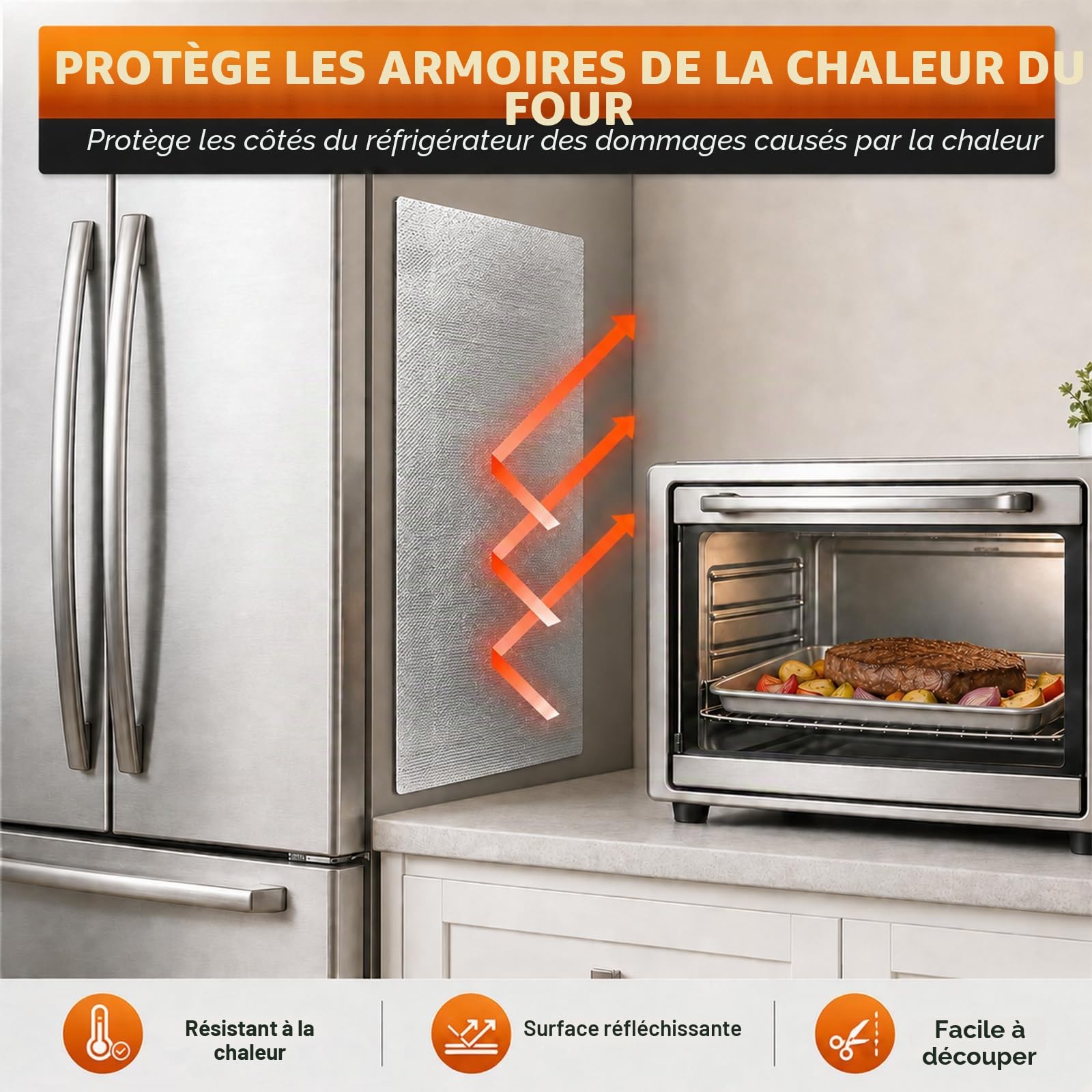 FLASLD Barrière thermique aluminisée avec envers adhésif, 60 x 100cm, capable de réduire jusqu'à 90 % de la chaleur radieuse
