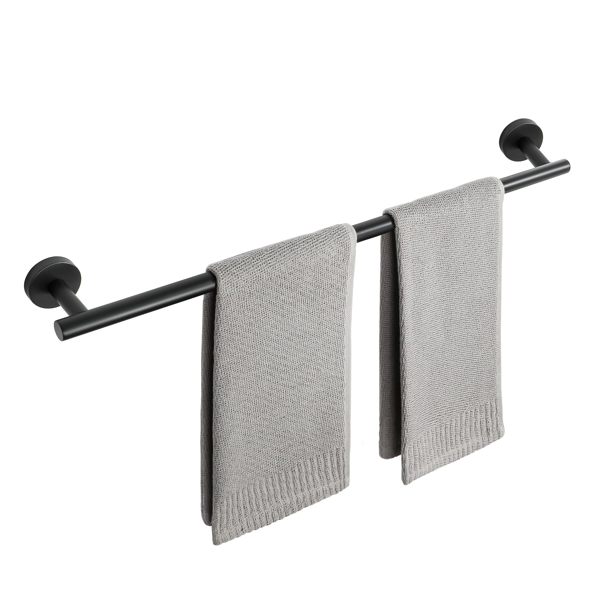 SAYAYO Black Towel Racks for Bathroom, 24 Inch Towel Bar Towel Rod Towel Holder Wall Mount SUS304 Stainless Steel (26.6 Inch Total Length)