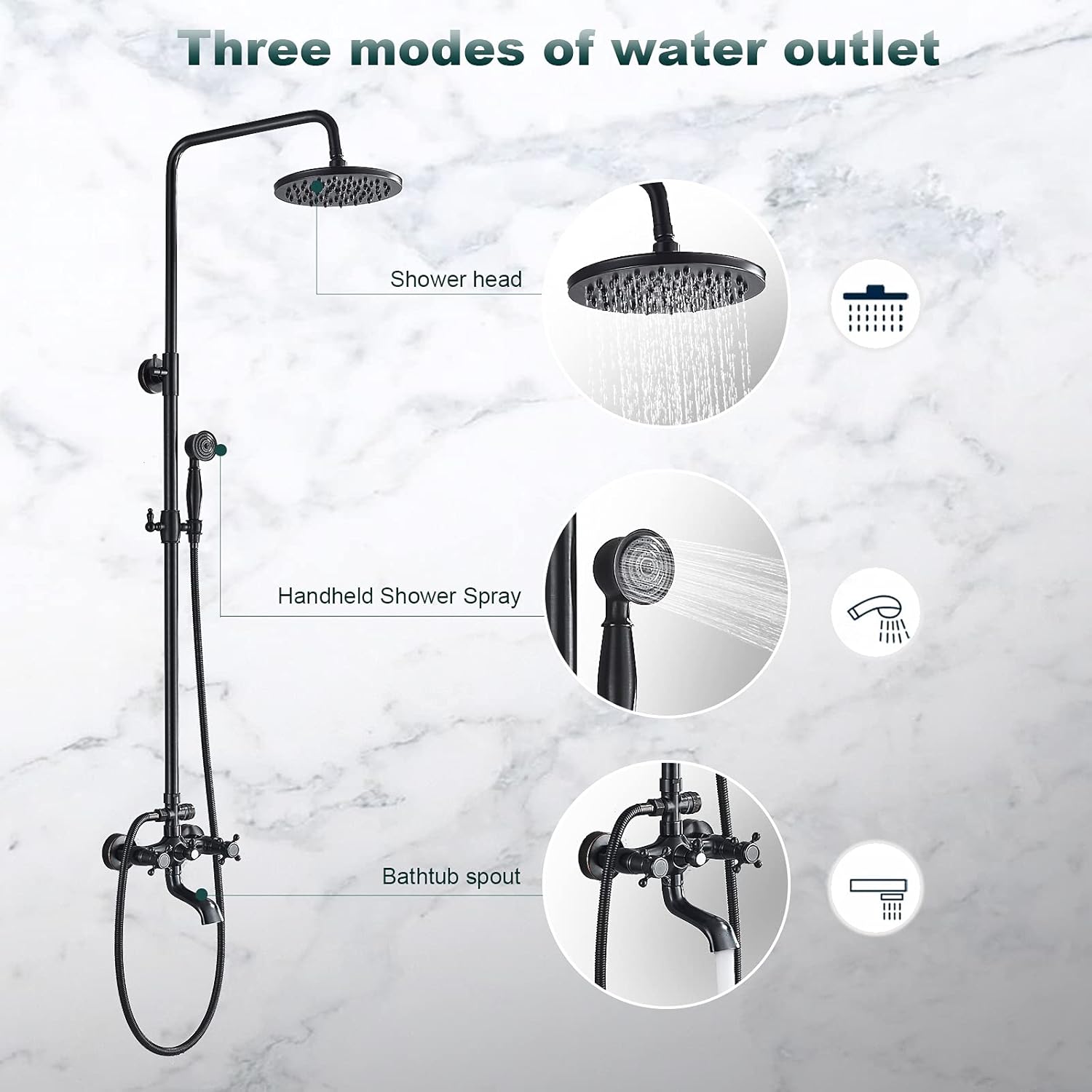 Oil Rubbed Nickel Adjustable Height Rainfall Shower System