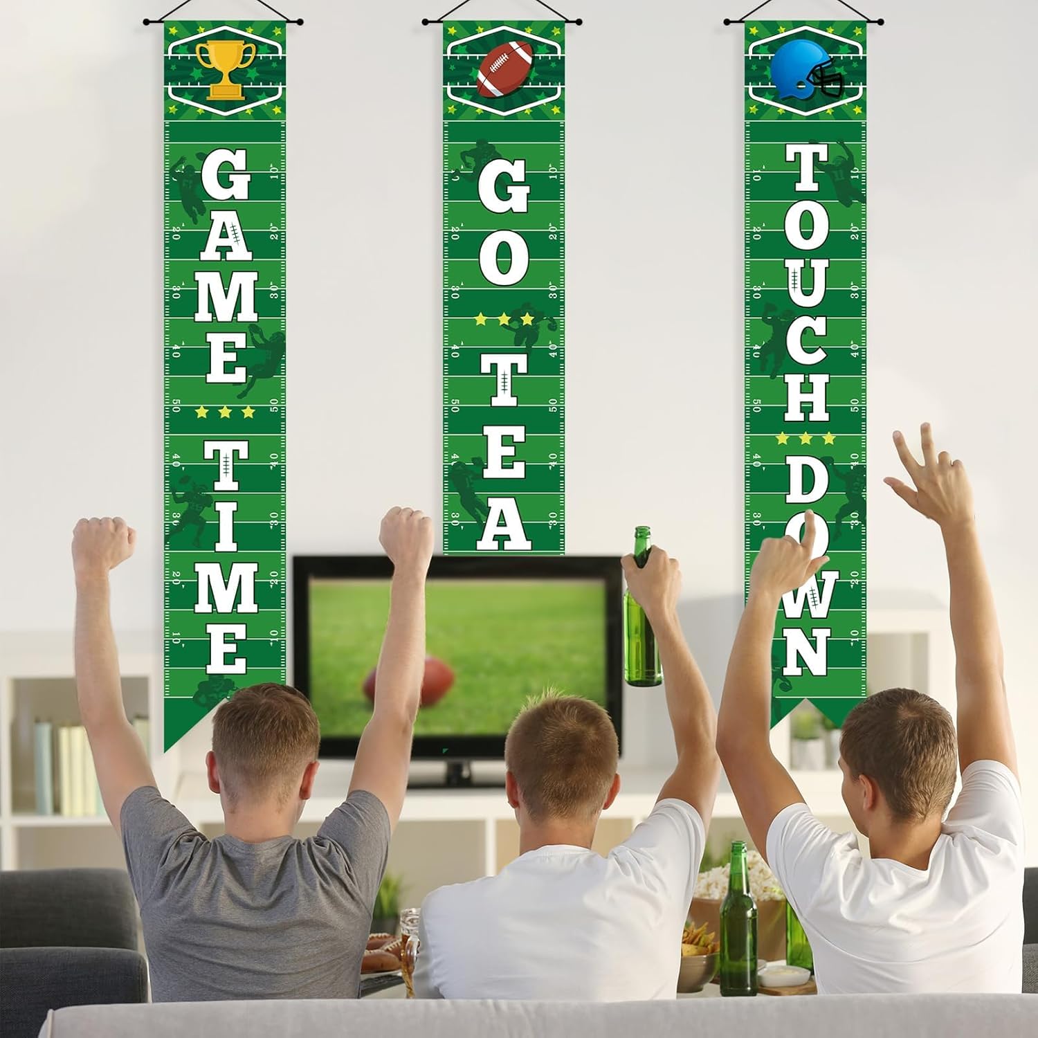 Wiooffen 3PCS Football Porch Sign Banners Football Party Decorations Welcome Hanging Door Banner Sports Theme Wall Decor Supplies for Indoor Outdoor School Home Yard Birthday Game Day Party Decoration