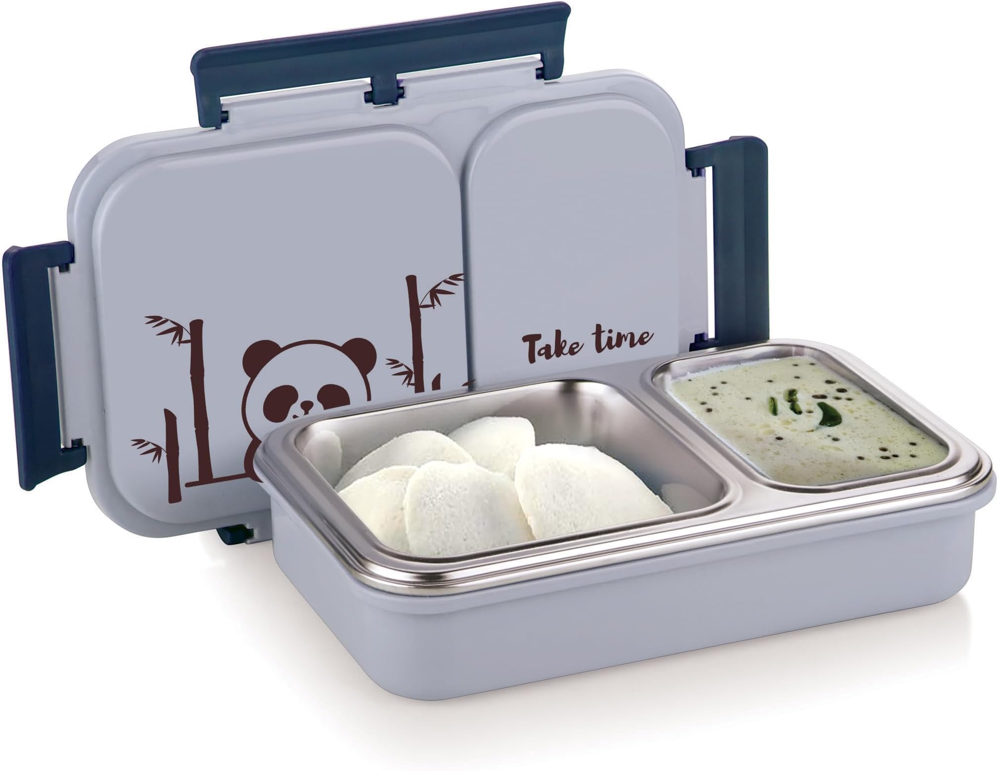 ATTRO Stainless Steel Legacy 2 Insulated Lunch Box with Two Compartment Bpa Free, Food Grade Ideal for School, Picnic, Office & Outdoor - 600Ml Grey