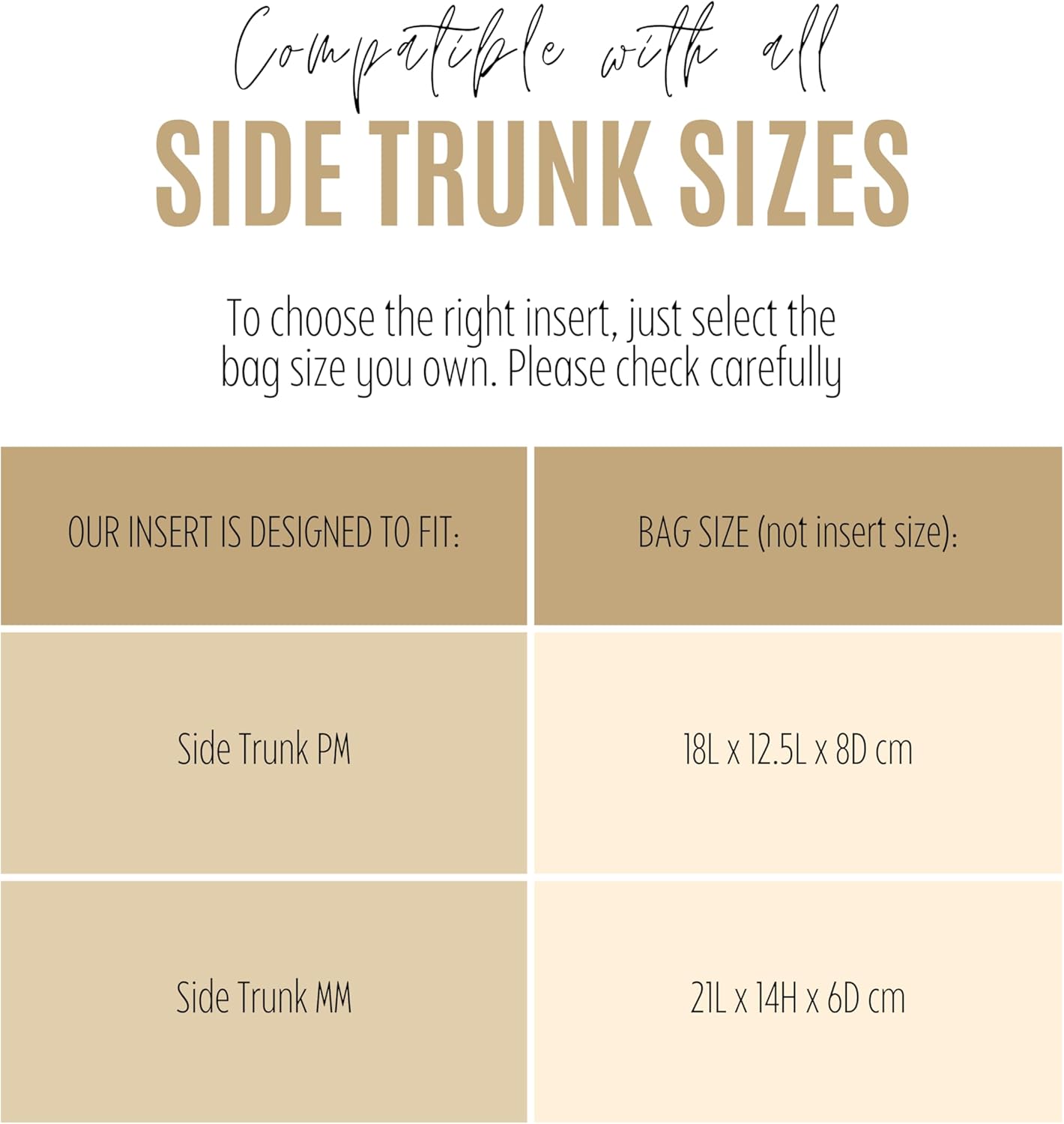 Divitize Premium Purse Organizer compatible with Side Trunk PM/MM Bag Insert — Gold Zipper Perfect Fit, Durable Quality Felt, Full Coverage No Bulk, +24 Shades (For Side Trunk PM, Yellow)