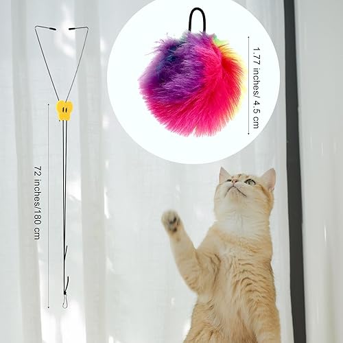 Miniatura 2 de Juguetes para gatos de juguete, colorido juguete colgante para gatos de interior, cuerda de algodón de rotación de 360 grados, juego independiente,