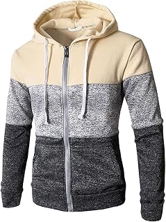 Mymyguoe Men's Hoodie Rain Jacket Transition Jacket Hoodie Training Jacket Sports Jacket for Training Slim Fit Outdoor Jacket Zip Sweat Jacket 3-Colour Patchwork Hooded Jacket