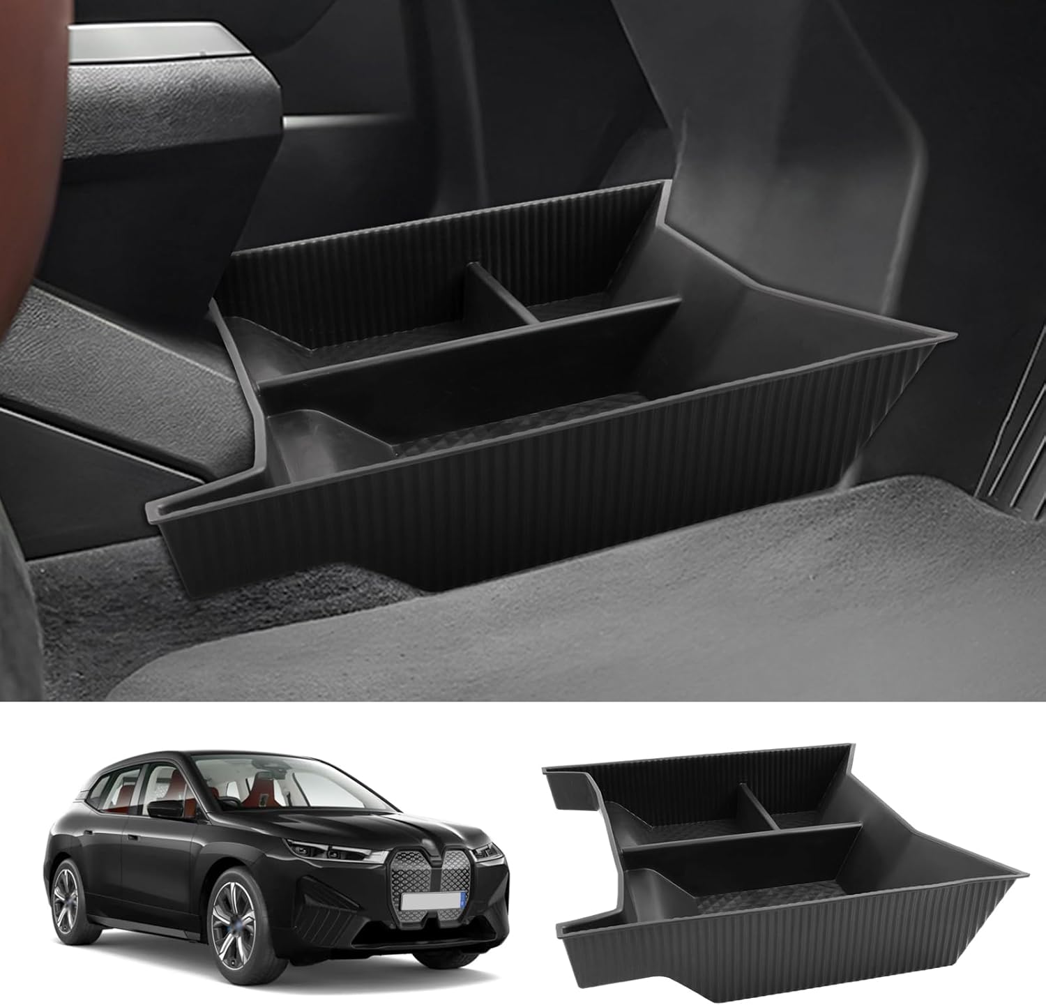 LUWU for 2024 2025 2026 BMW iX Center Console Organizer 2022-2026 BMW iX xDrive45 xDrive60 M70 Armrest Storage Box Lower Console Organizer Storage Tray iX i20 Armrest Console Organizer iX Accessories