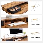 FEZIBO Height Adjustable Electric Standing Desk with Double Drawer, 48 x 24 Inch Table with Storage Shelf, Sit Stand Desk with Splice Board, Black Frame/Rustic Brown Top, 48 inch