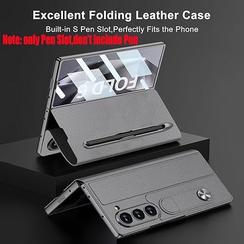 Miniatura 89 de DOOTOO - Funda para Samsung Galaxy Z Fold 6 con soporte de anillo, Z Fold6 S Pen con soporte y cubierta deslizante para cámara y protector