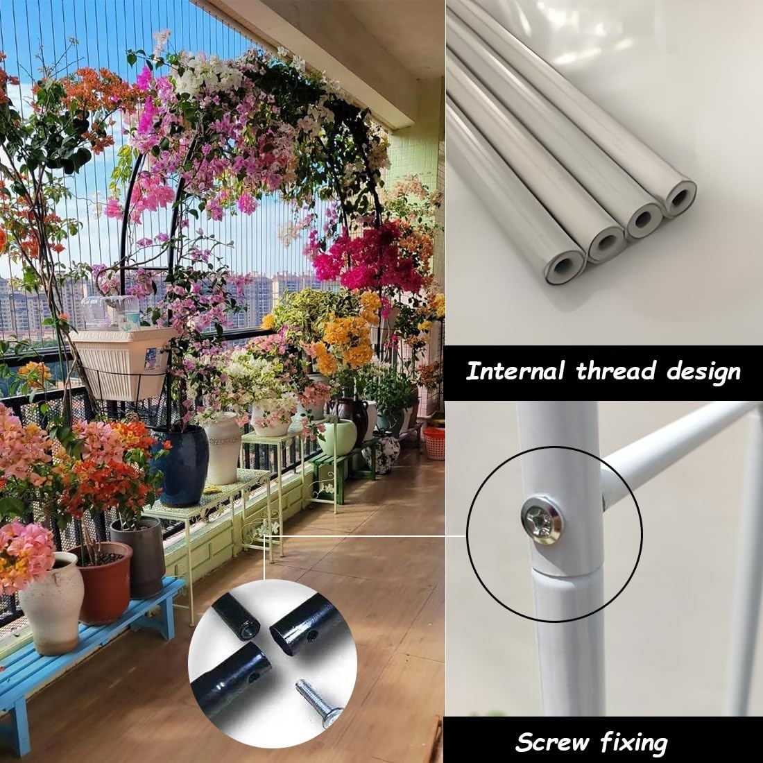 Breiter Stahlrosenspalier schwarz Rankhilfe für Pflanzen & Gurken - Gartendeko Indoor/Outdoor - 180cm B x H - Perfekt für Veranstaltungen & Terrassen