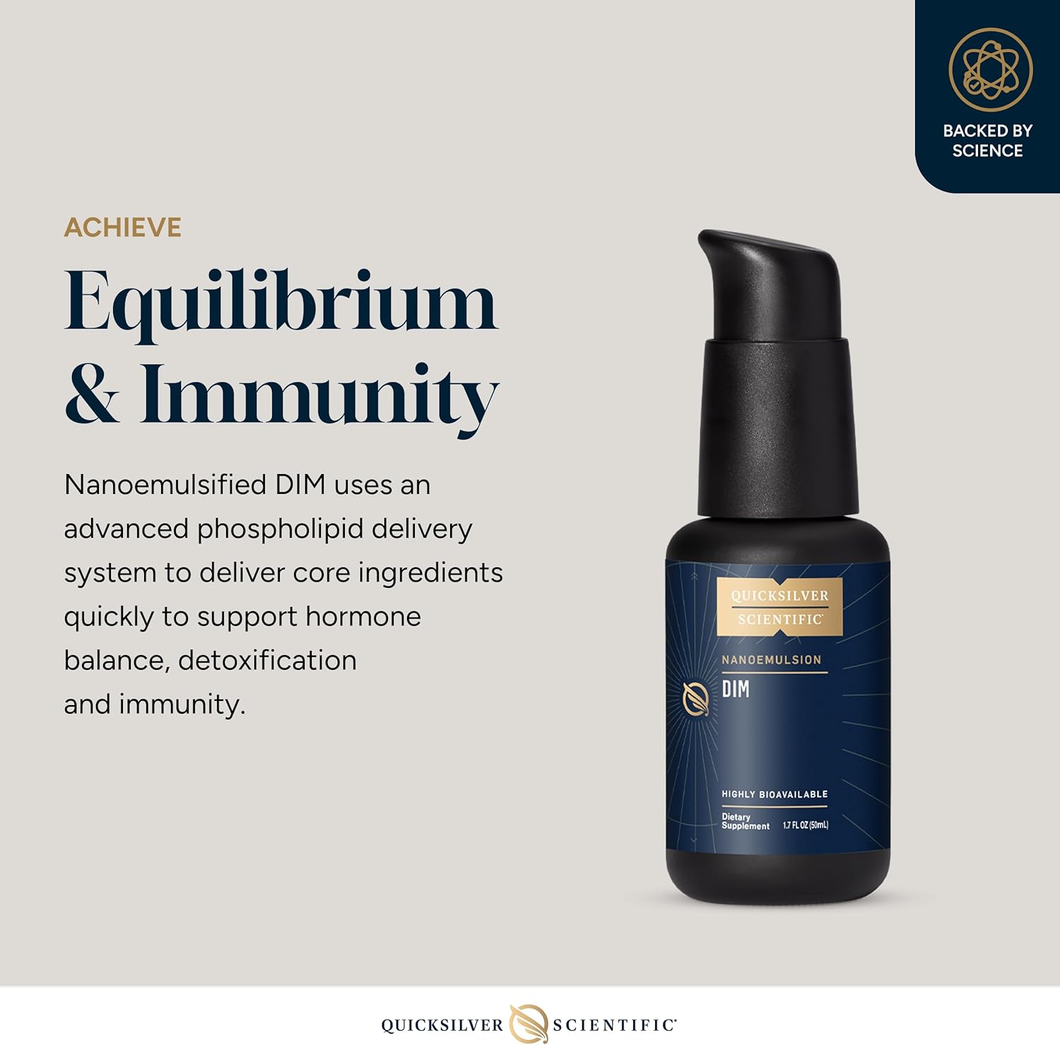 Quicksilver Scientific Nanoemulsified DIM - Liposomal DIM Supplement to Support Healthy Hormone Balance for Women & Men - Soy-Free Detox & Immune Support (1.7oz / 50ml) - Image 3