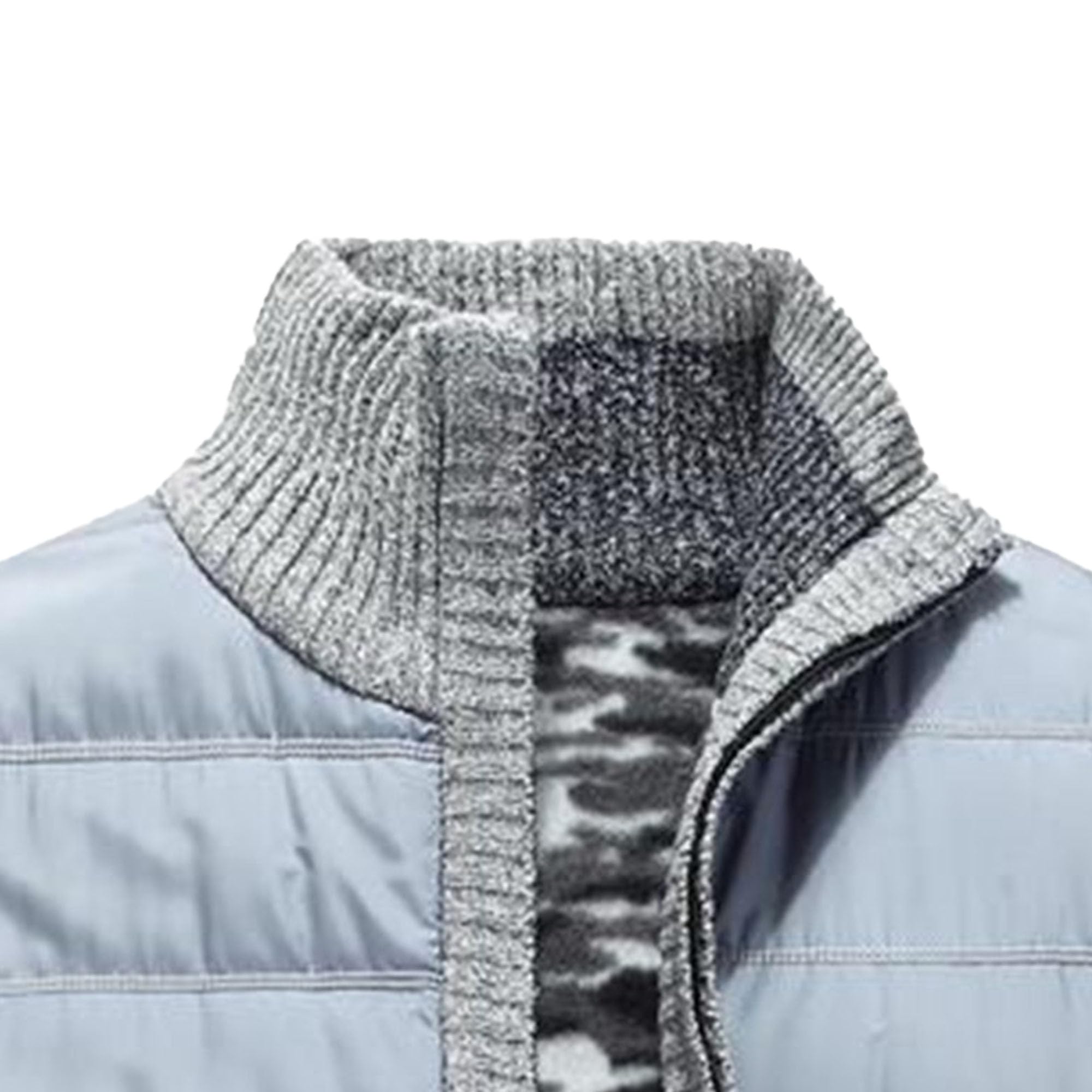 JEKE-DG Men's Full Zip Knitted Cardigan Sweater Casual Slim Thick Outwear Stand Collar Fleece Lined Warm Sweatshirts (Large,Light Gray 1)