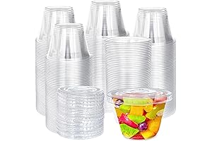 100 Pack 6oz Clear Plastic Containers with Flat Lids