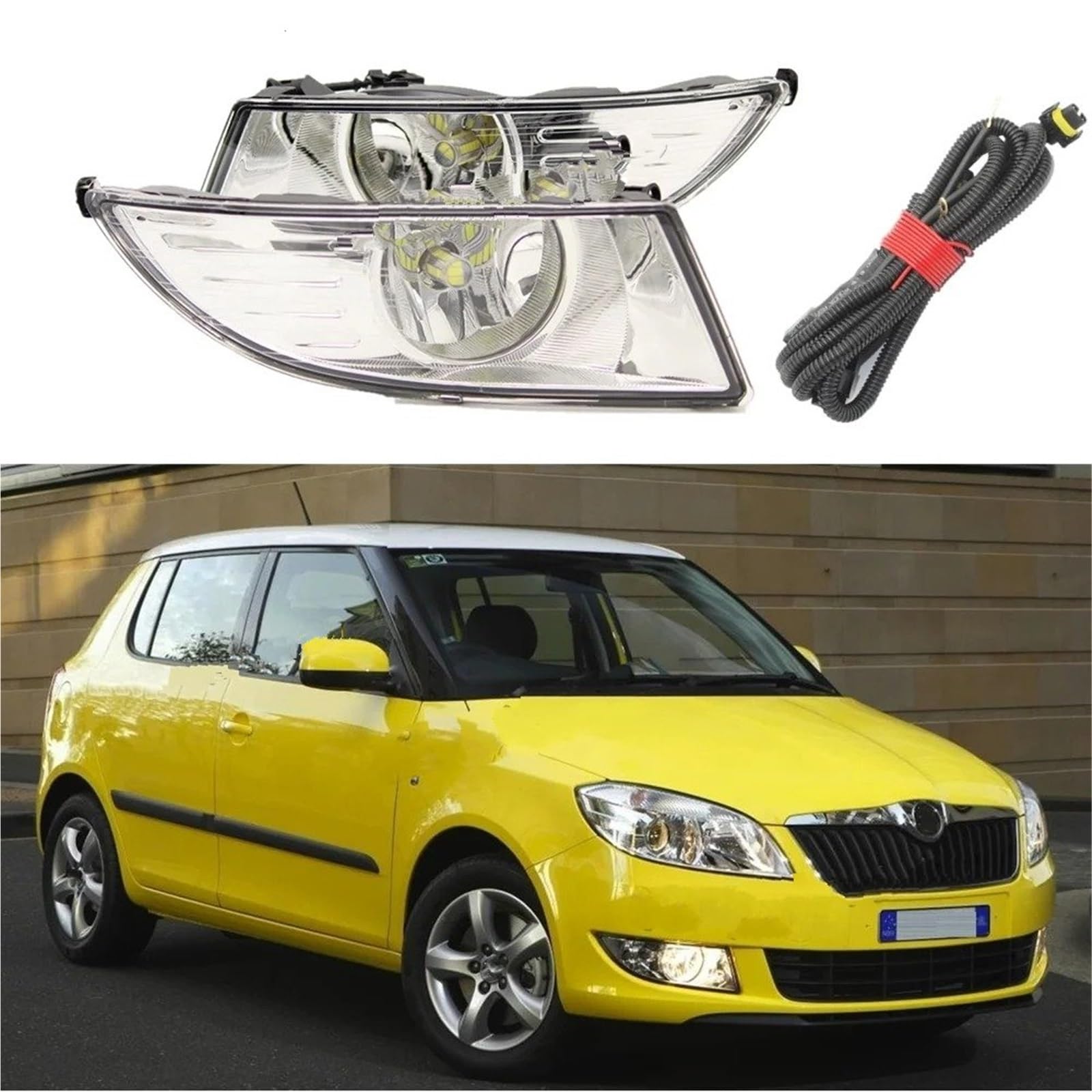 SANCAK Faro Anteriore Fendinebbia Per Auto A LED Per Skoda Per Fabia | Per MK2 5J 2011 2012 2013 2014 2015 Fendinebbia anteriore con lampadine a LED e filo