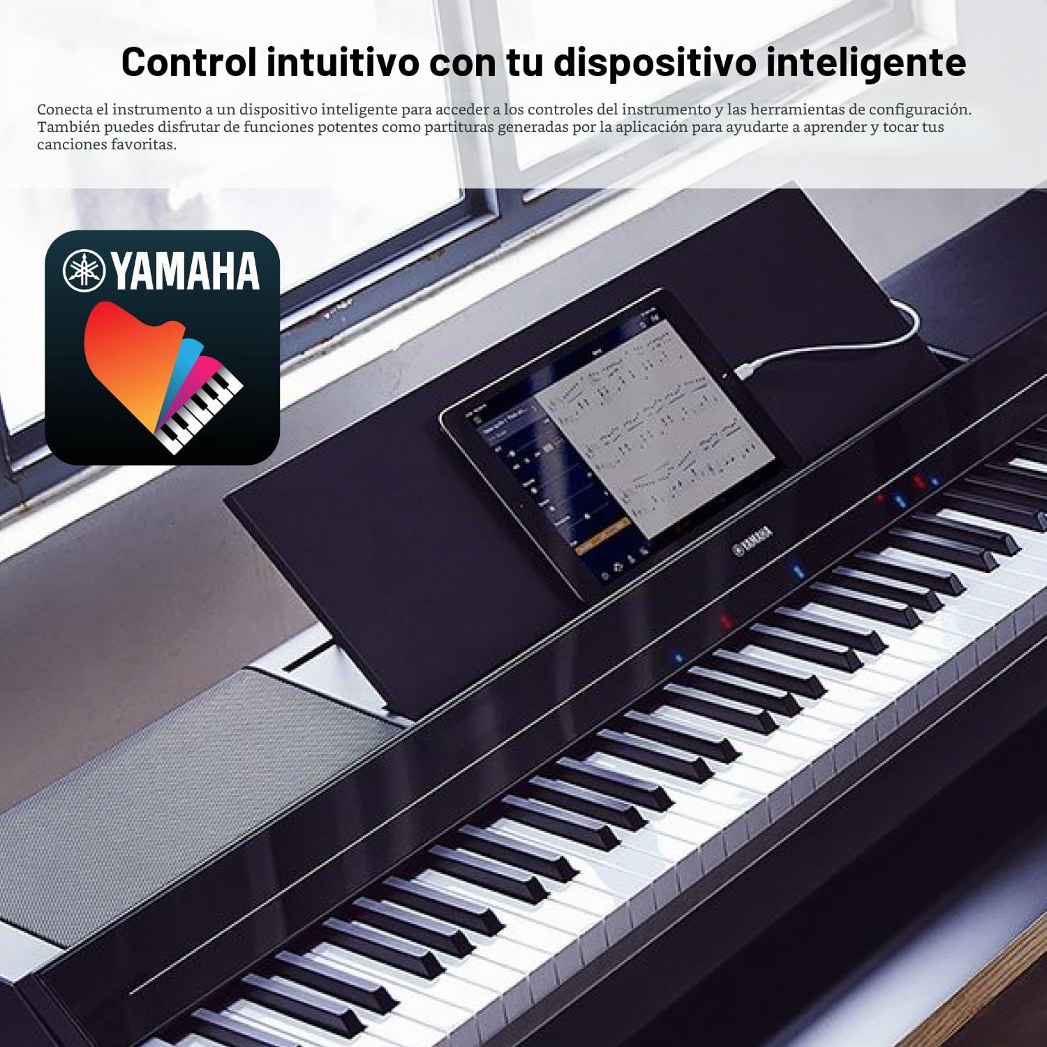Yamaha P-S500 - Piano Digital Smart con 88 Teclas, Teclado GHS Ponderado, Luces LED, Bluetooth, VRM, 660 Voces, Grabación de Audio/MIDI - Negro