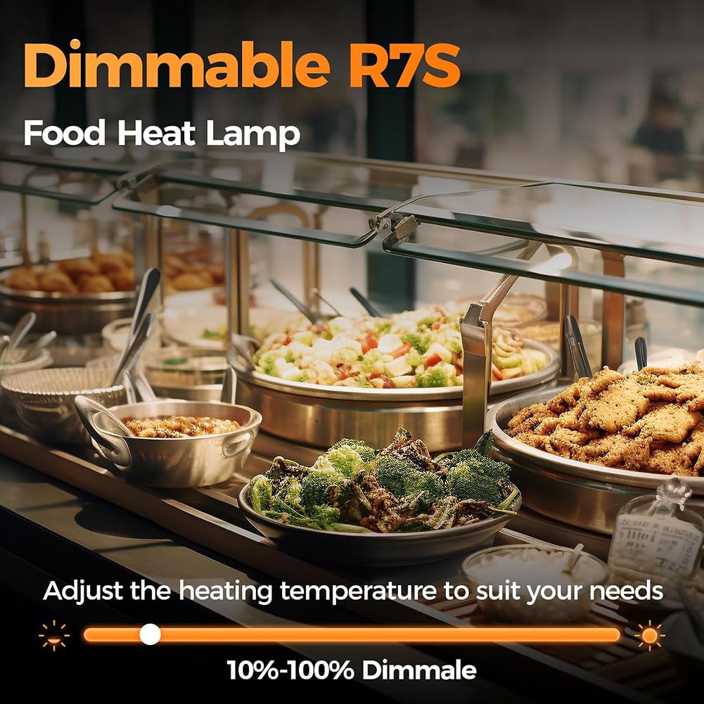 Générique Lot de 4 Ampoules chauffantes R7S, Ampoules halogènes linéaires de 118 mm, idéales pour Les buffets, Les événements avec Traiteur - Lampes halogènes Alimentaires,300W
