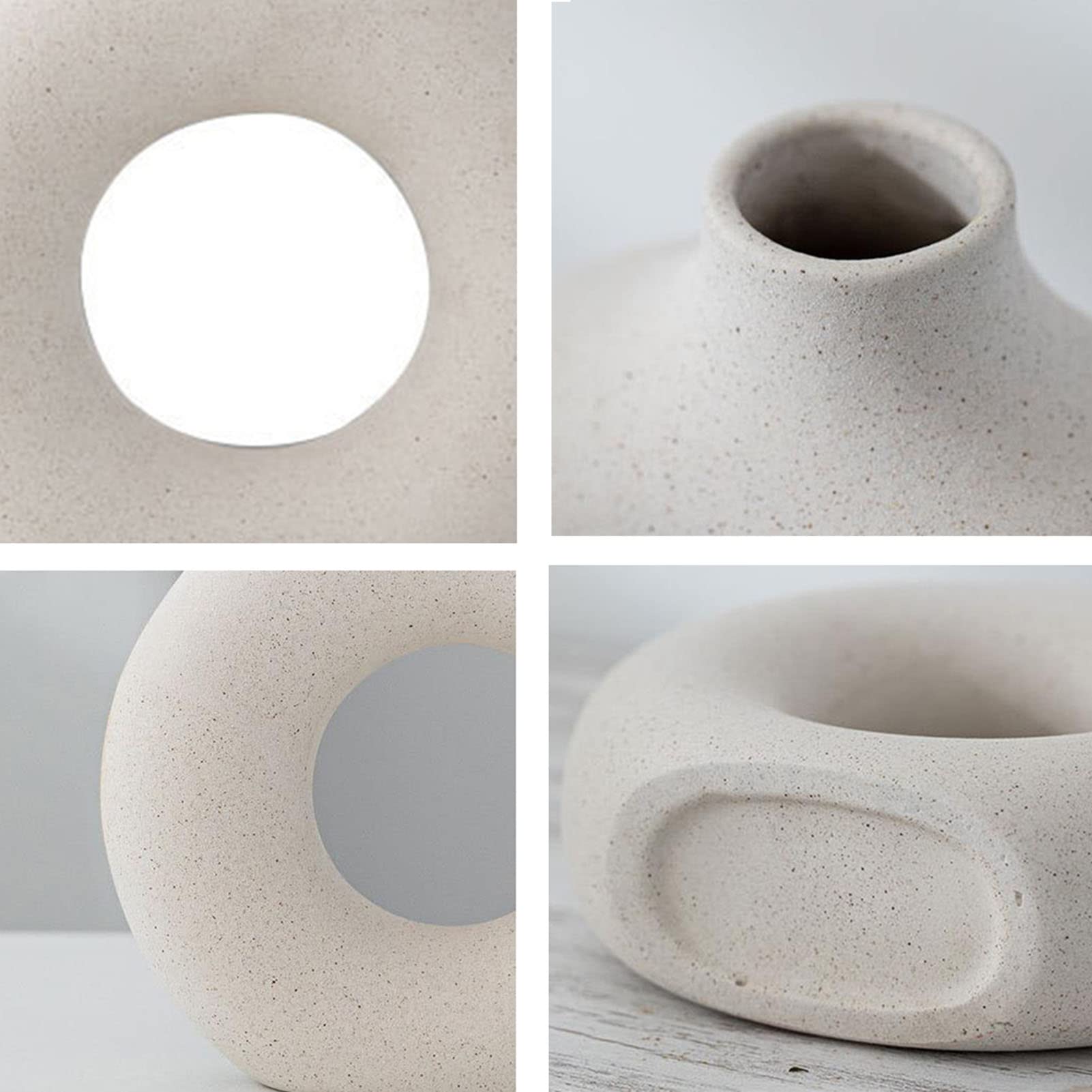 Vaso In Ceramica A Forma Di Ciambella – Set Decorativo Moderno Per Soggiorno, Bianco (S/M/L)
