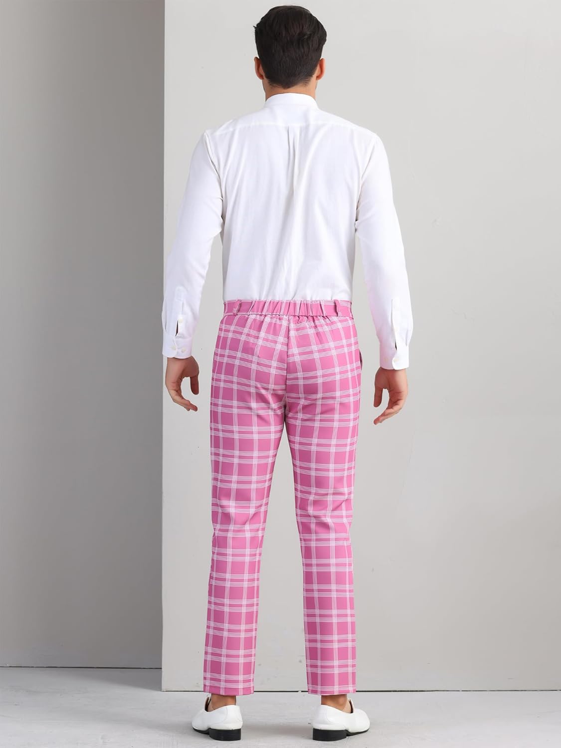 Lars Amadeus Men's Plaid Business Pants Regular Fit Formal Prom Checked Trousers - Image 5