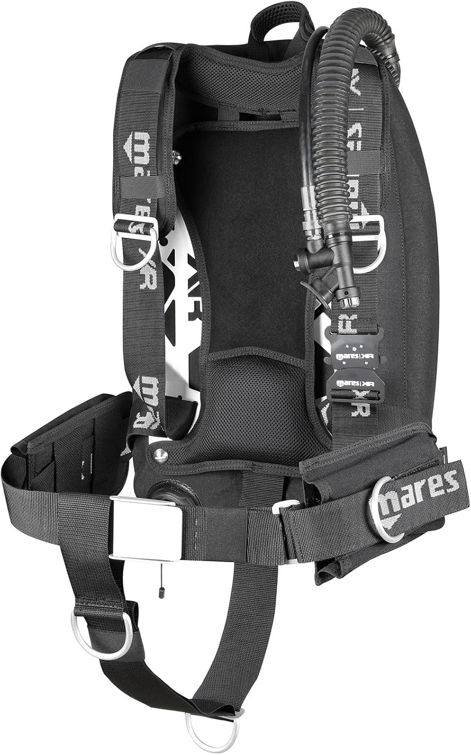 Mares XR-Rec Silver Single Backmount Set - Durable Fully Adjustable Harness Technical Extended Range Scuba Diving Buoyancy System
