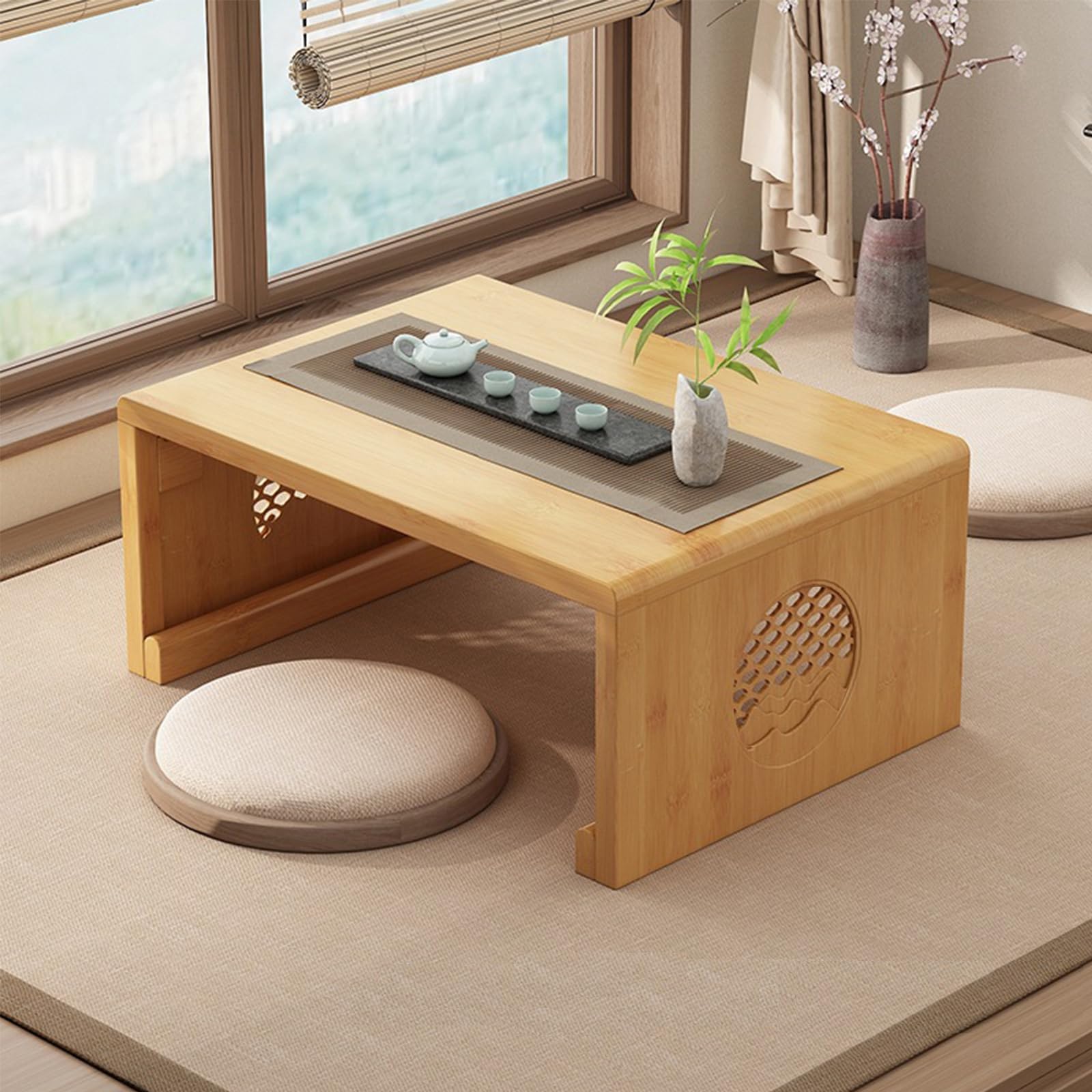 Tavolino pieghevole – Design leggero e portatile per yoga, tè e decorazione della casa – Uso ecologico in soggiorno, camera da letto o spazi esterni