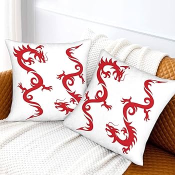 Amazon.co.jp: Chioee クッションカバー 2枚セット 中國龍柄 赤 Amazon.co.jp: Chioee クッションカバー 2枚セット 中國龍柄 赤