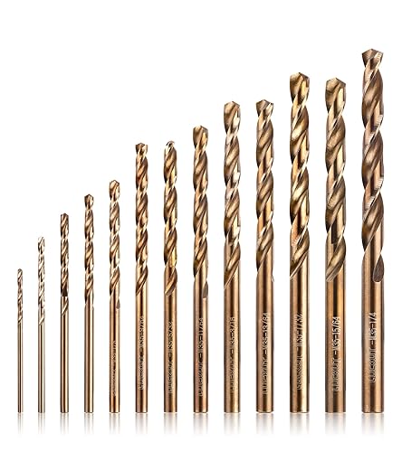 Miniatura 8 de LUCKUT Juego de brocas de cobalto de 18 pulgadas, longitud Jobber y broca torcida de vástago recto, brocas M35 HSS de tamaño fraccionario de 14