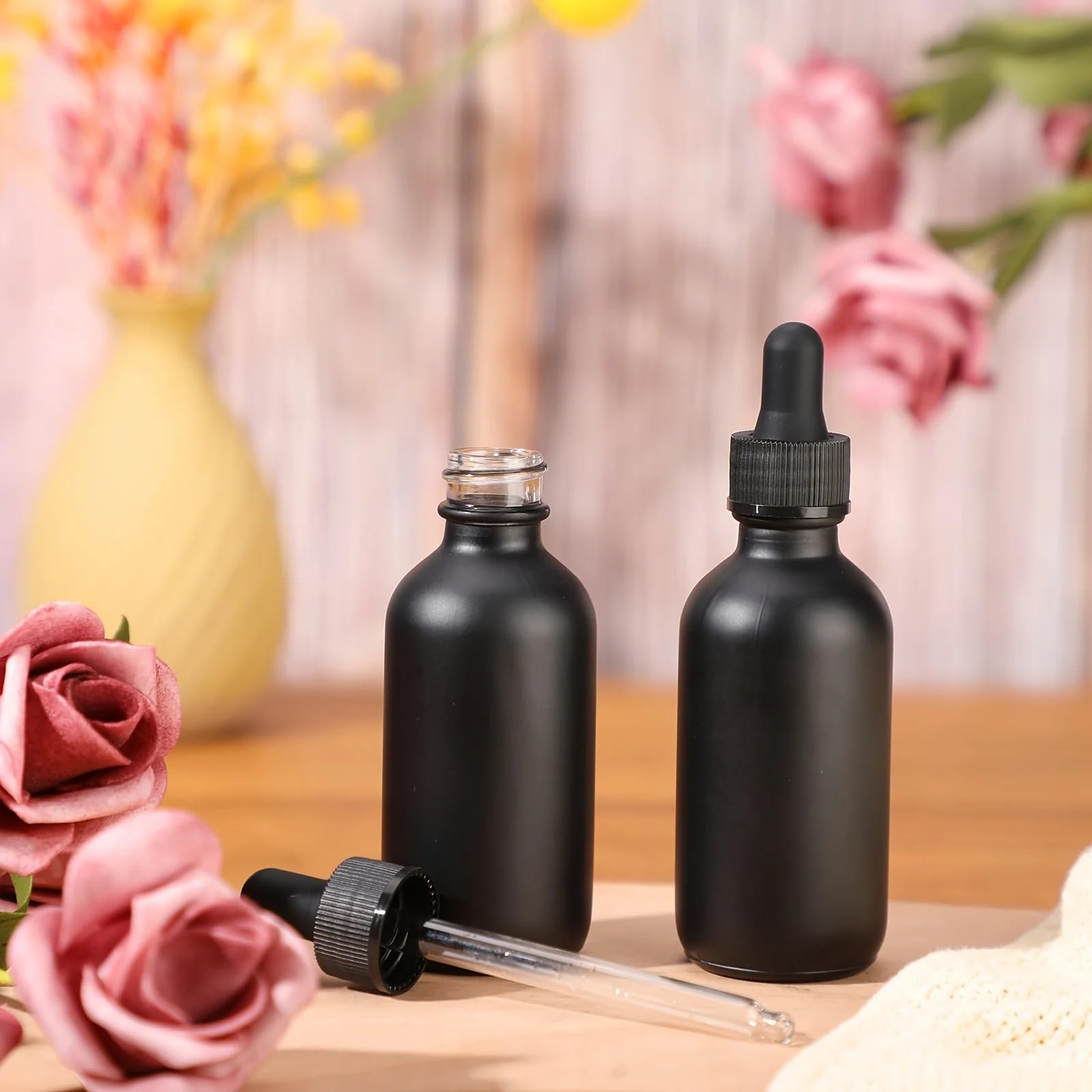 Pipettenflasche 30 Stück mattschwarze Glas-Tropfflasche for ätherische Parfümöle, mattierter Tropfer, tragbar, nachfüllbar, for Reisen(GLASS_5ML)
