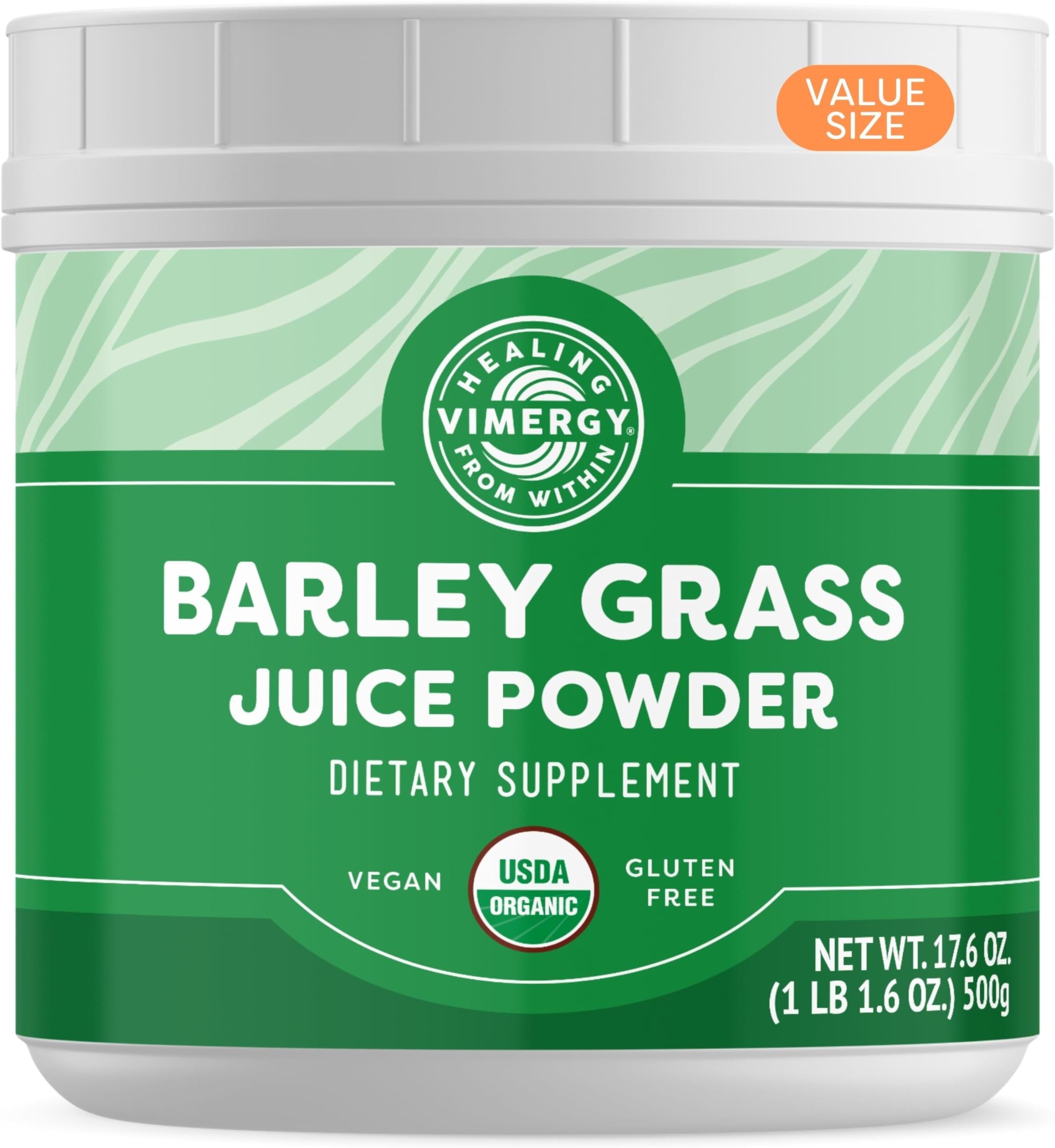 Barley Grass Juice Powder Dietary Supplement - 0.8g per Serving (625 Servings) – Clean Superfood Formula – Promotes Cardiovascular Health* – Organic, Vegan & Gluten-Free – Value Size 500g