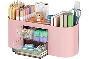 Marbrasse Multi-Functional Pink Pencil Holder for Desk