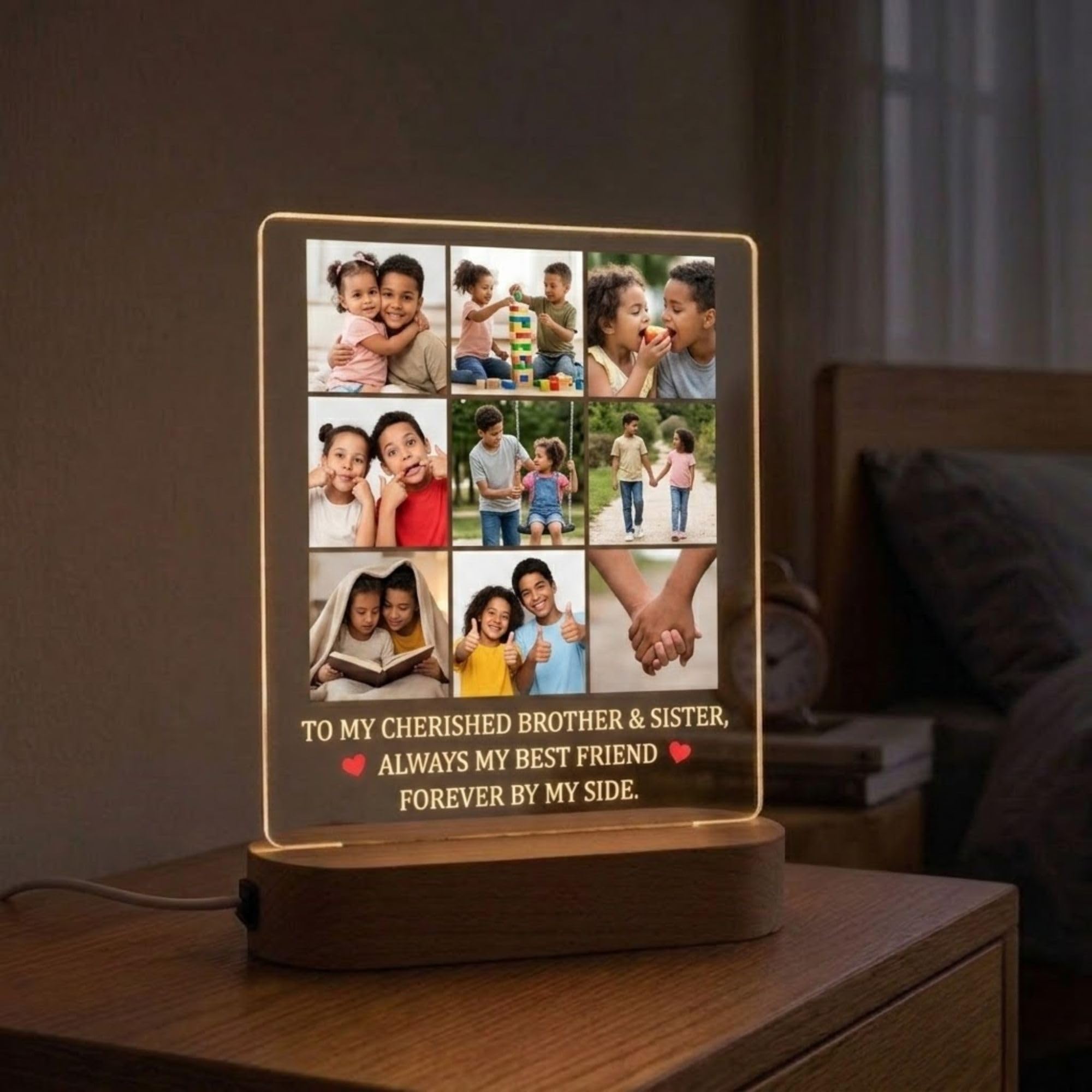 SHAYONA Personalized Dad Photo Lamp – Custom 9-Photo LED Night Light with “to The World You are a Father” Quote – Father’s Day Gift from Kids, Husband Gift for Birthday, Christmas Keepsake for Dad-picture-10