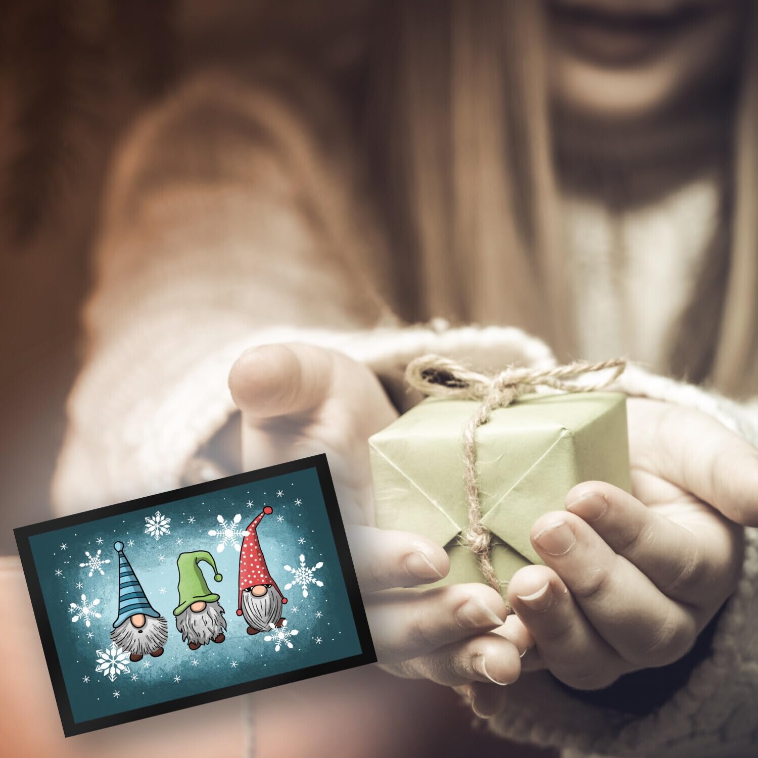 speecheese Weihnachts-Wichtel Fußmatte XXL in 50x75 cm Fußabtreter für Weihnachtszeit Advent lustige Weihnachtsdekoration Deko für Hauseingang Winter Vorfreude auf Weihnachten