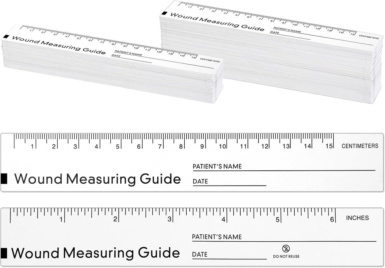 Janlaugh 250 Pcs Wound Ruler 6 Inch Wound Measuring Tape Paper Guide Ruler Double Sided Disposable Paper Tape Measure Measurement Tools for Nurses