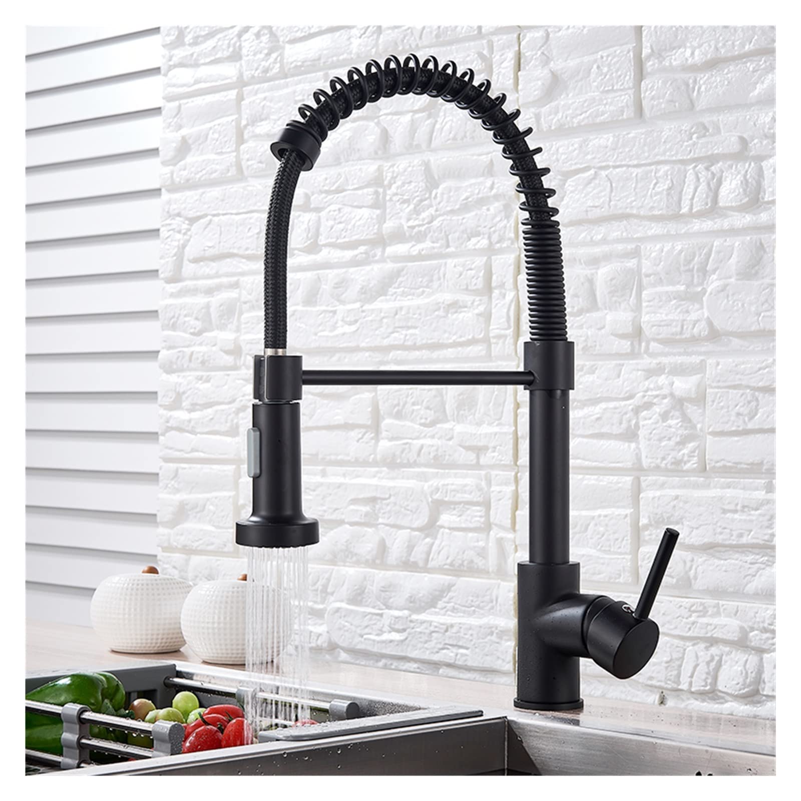 Grifo de Cocina extraíble, Monomando, rotación de 360 Grados, Color Negro Mate