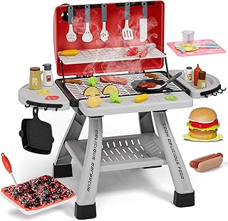 maysida Kids Toys Kitchen Playset, Kids BBQ Grill Playset with Smoke, Sound & Light, Toy Grill for Kids, Pretend Play Food...