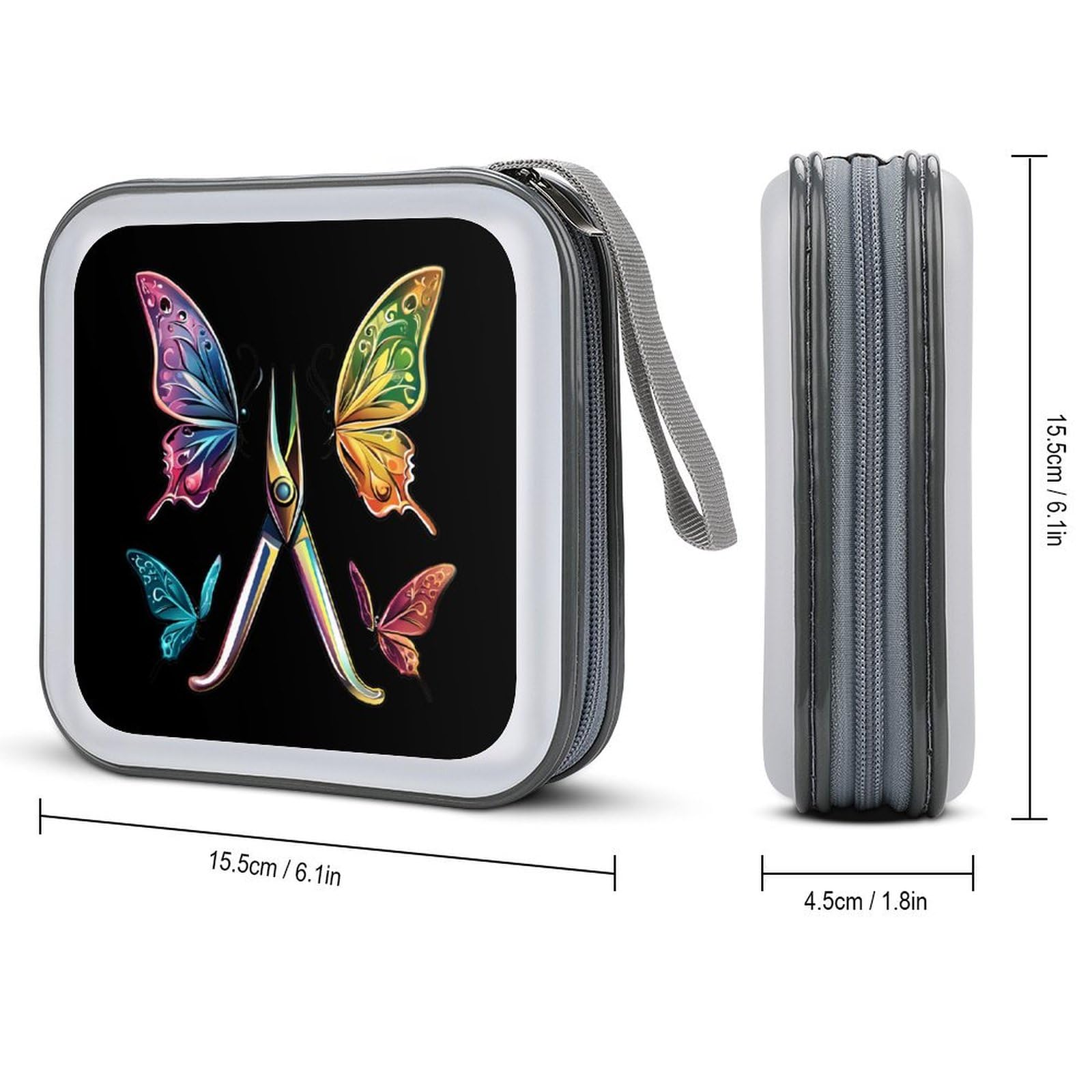 Hairstylist Cutting Butterfly CD Case Portable DVD Holder Storage Organizer for Home Travel