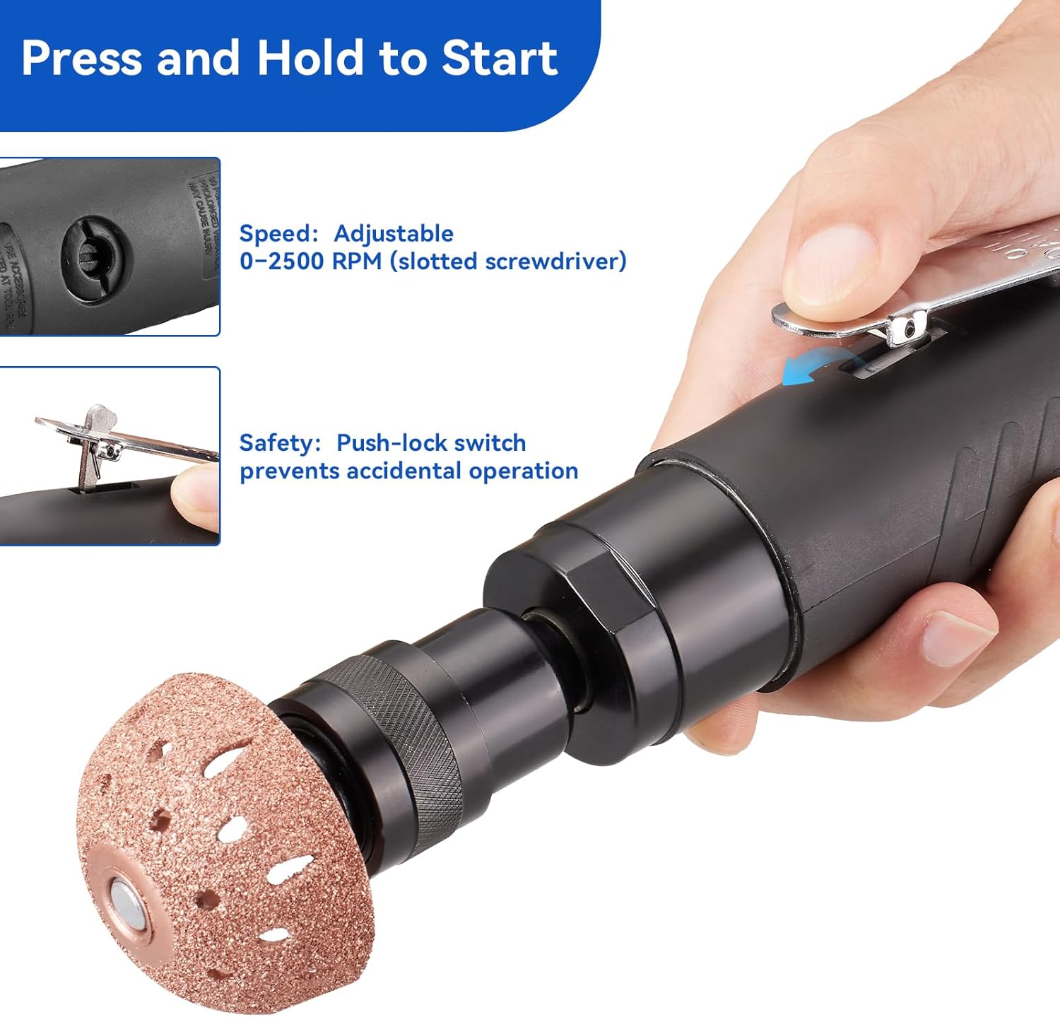 Air Tire Restoration Polish Patch Tools Kit Heavy Duty - Include 2500rpm Low Speed Air Tire Buffer, Tire Inner Liner Scraper, Patch Roller, Tungsten Steel Buffing Wheel