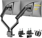 monTEK Dual Monitor Arm, Mechanical Spring Monitor Arm for 17-35" Screens, Adjustable Monitor Desk Mount Each Holds up to 26.4 lbs with C Clamp/Grommet Desk Mount, VESA 75/100mm, MA1011WH-D
