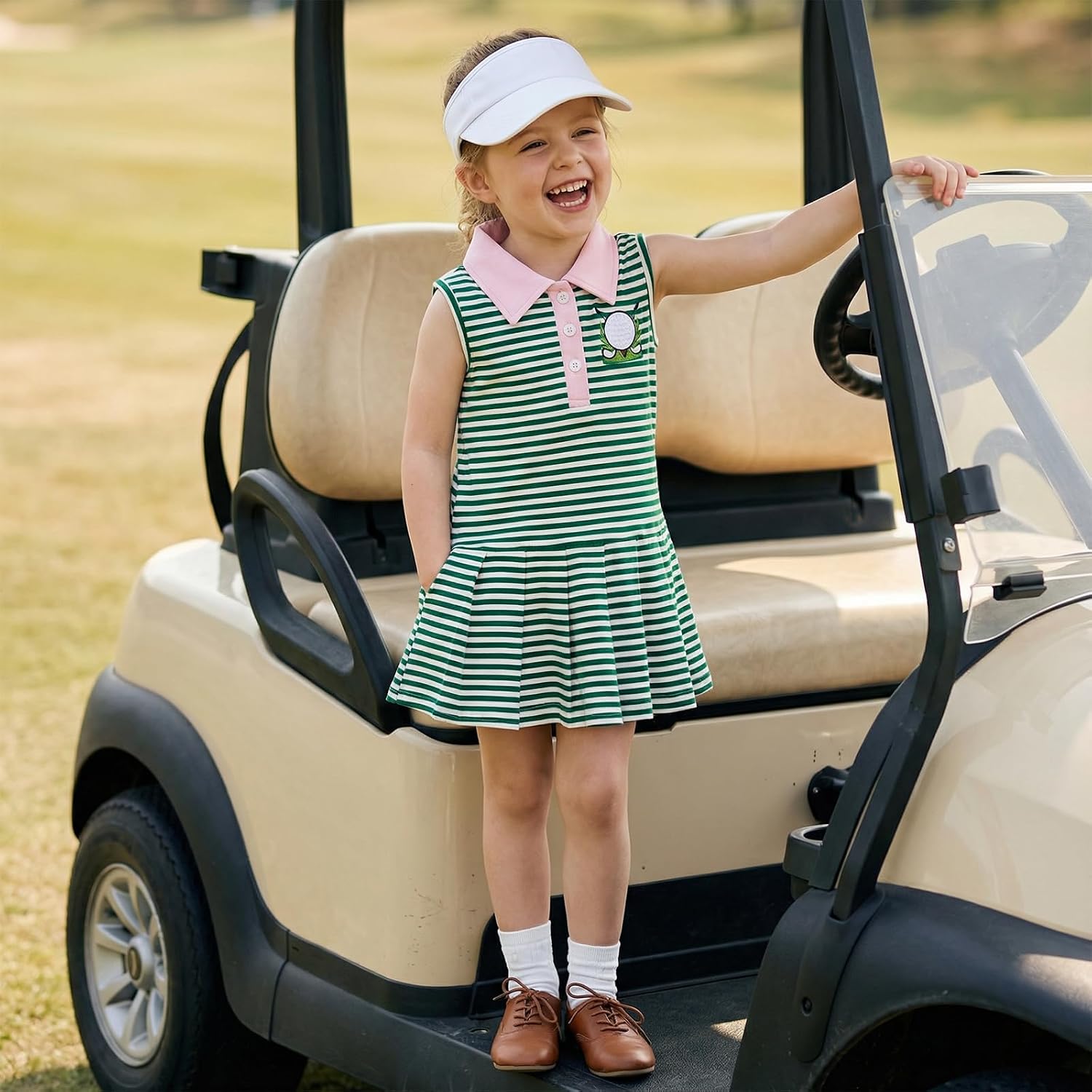 Toddler Baby Girl Clothes Golf Tennis Dress Striped Sleeveless Polo Dress Pleated Skirt Summer Outfits