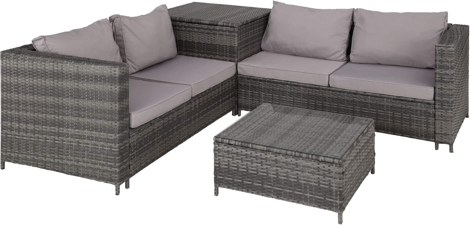 TecTake Ensemble Salon de Jardin Résine Tressée, 2 Canapés Modulables