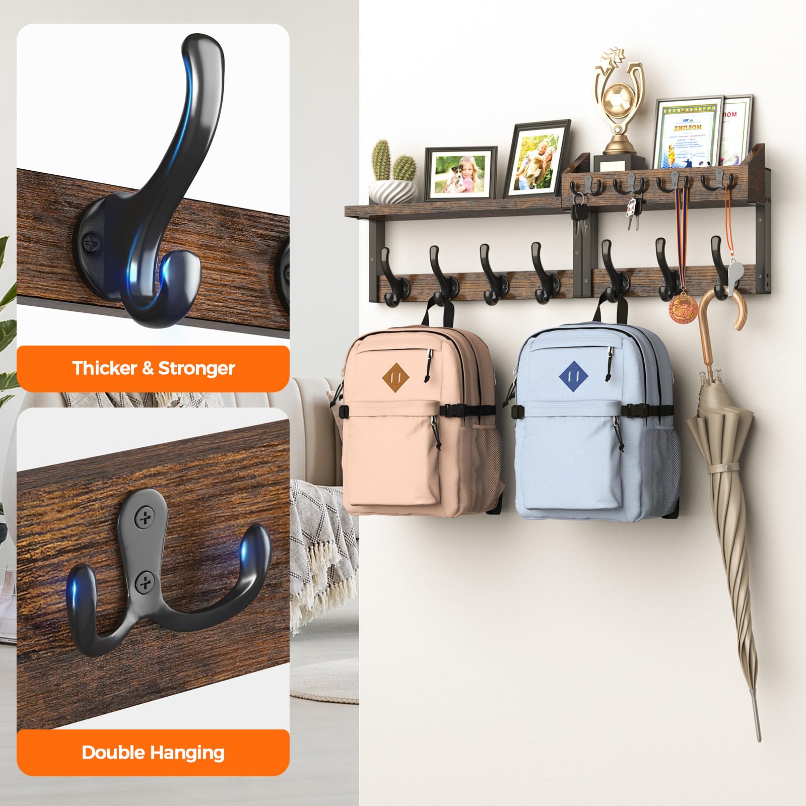 The 5 Best Wall Mounted Shelves in 2026 1 Evermagin 29' Coat Rack Wall Mount with Shelf, 4 in 1 Coat and Key Hanger with 1 — product photo