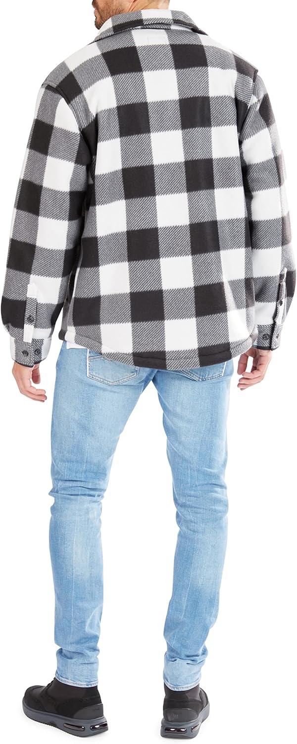 Smith's Workwear Men's Sherpa-lined Plaid Fleece Shirt Jacket