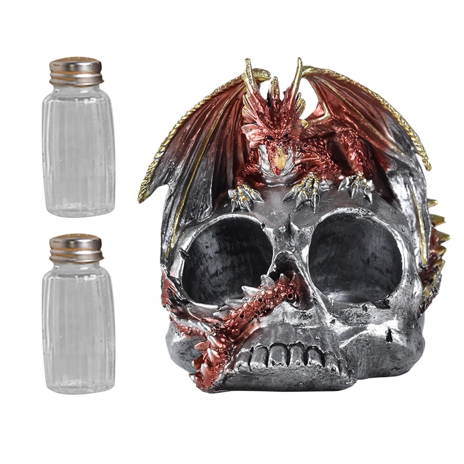 Calavera de dragón Halloween: estatua de resina decorativa para estanterías y mesas de salón