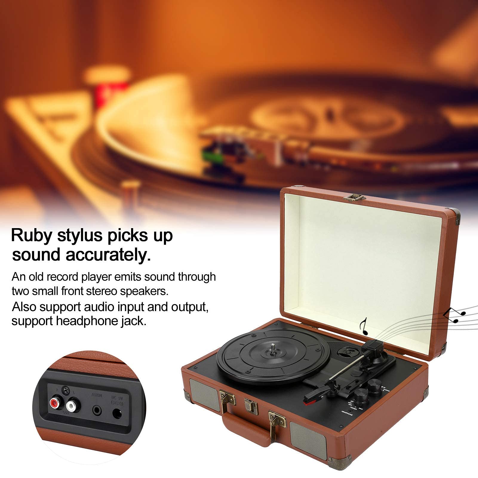 Giradischi in Vinile, Giradischi fonografo Vintage HY/T01, Giradischi Bluetooth, 33/45/78 Giri/min, 100 Giri/min, Supporta Dischi in Vinile da 7/10/12 Pollici.