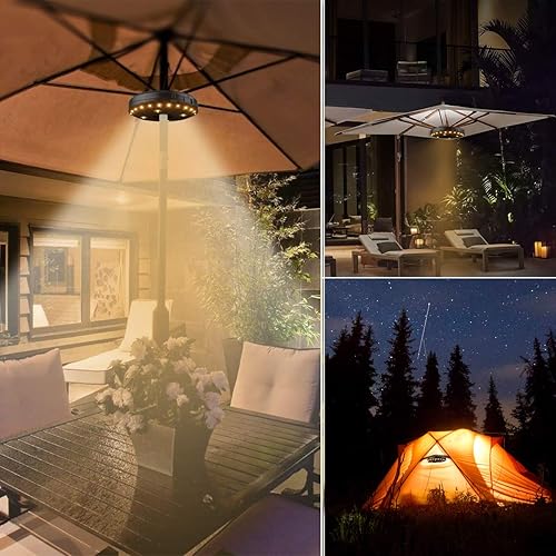 Miniatura 6 de Luz para sombrilla de patio, 28 luces LED a 200 lúmenes, 3 modos de iluminación inalámbrica, 4 pilas AA, luz de poste para sombrilla de patio,