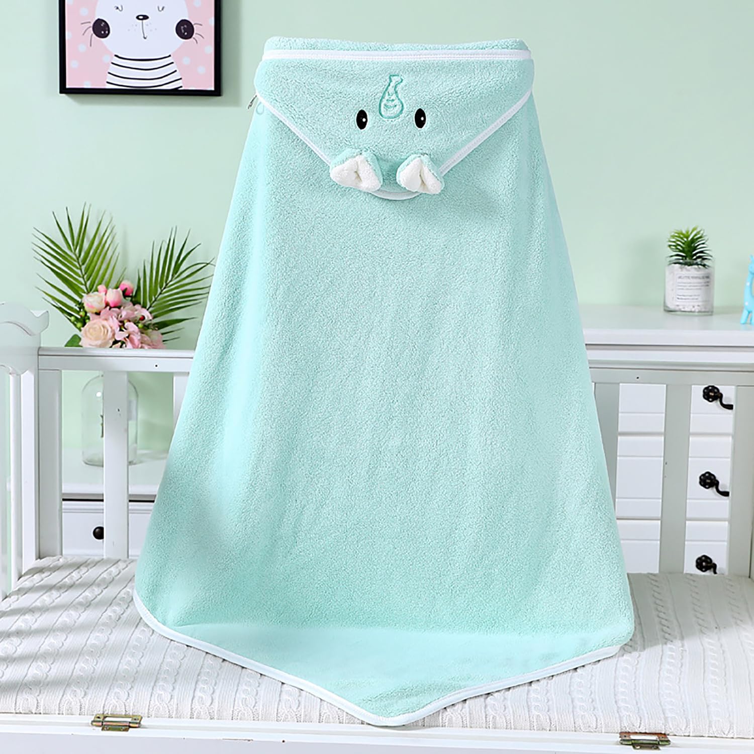 Cape De Bain Bébé 3Pcs - Serviette Éponge Douce & Absorption Forte - Peluche De Corail Haute Qualité - Pour Bébé Garçon 0-5 Ans - 80 x 80cm (B)