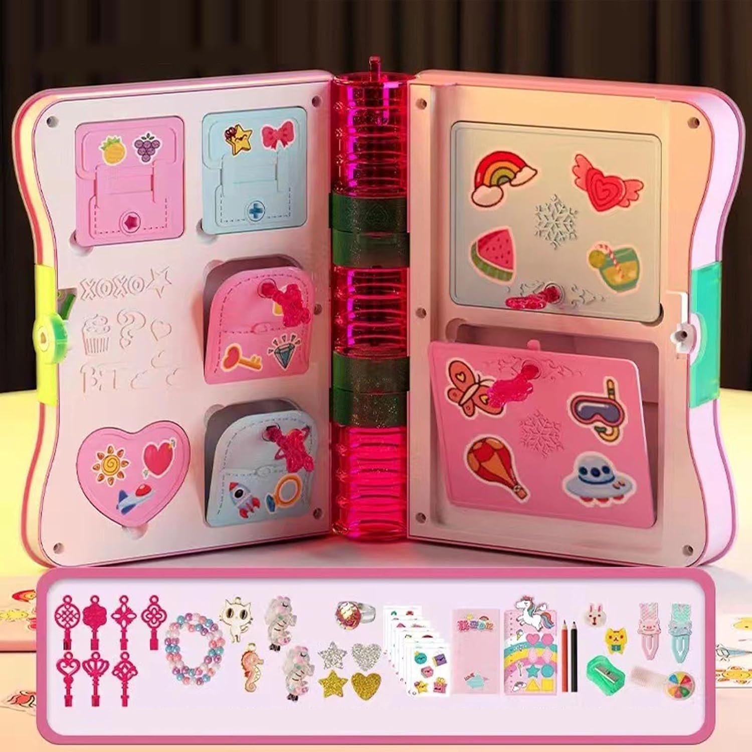 Girl Magical Surprise Book Jewelry Fun Secret Stationery Plastic (Pinkish)